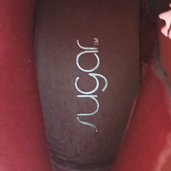 SUGAR FAUX RED LEATHER WOMENS ANKLE BOOTS REPITILE DESIGN SIZE 6 - Picture 4 of 9